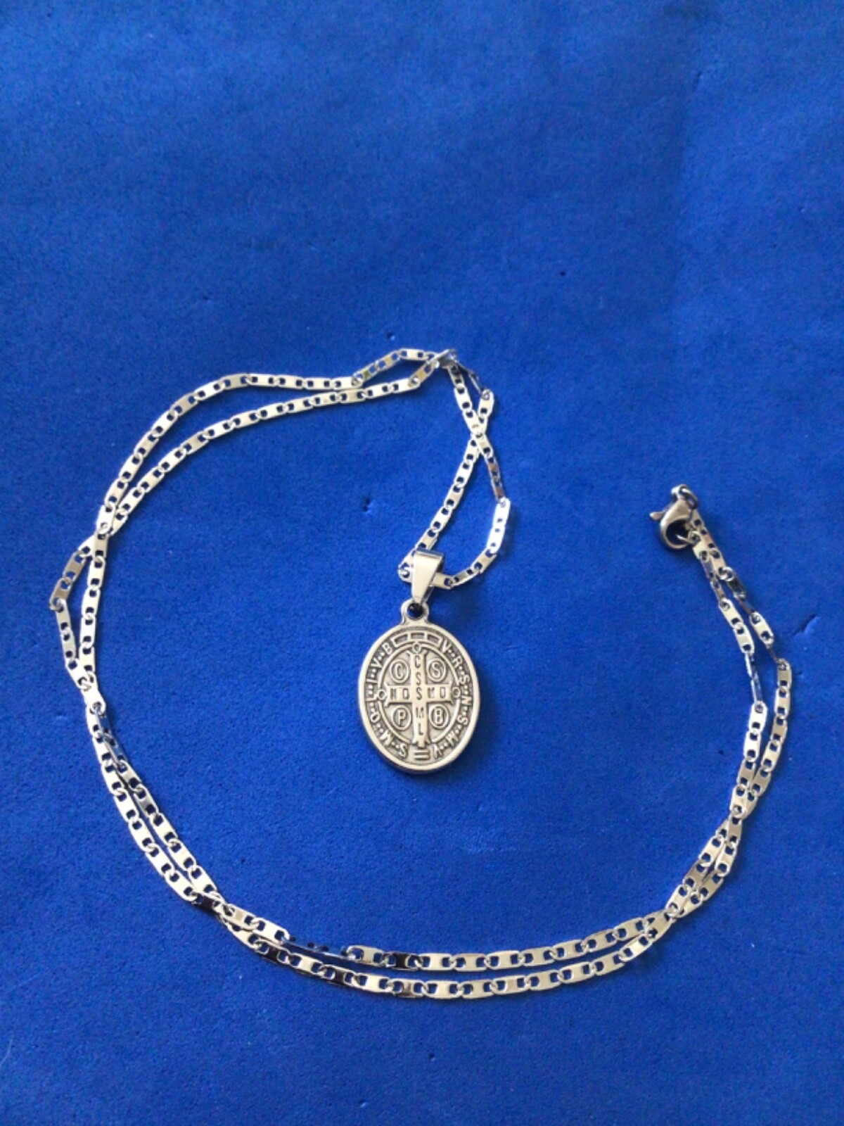 St BENEDICT Medal Protection NECKLACE Pendant Saint Medal Stainless Steel 23”