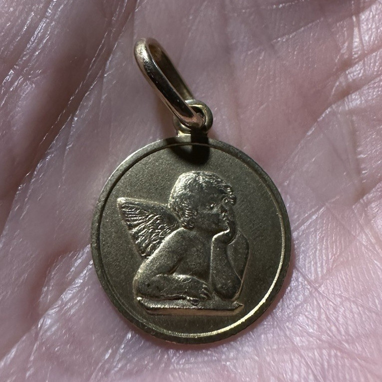 14kt Gold Angel Christian Medal Pendant Charm Marked “ITALY” – Christianity