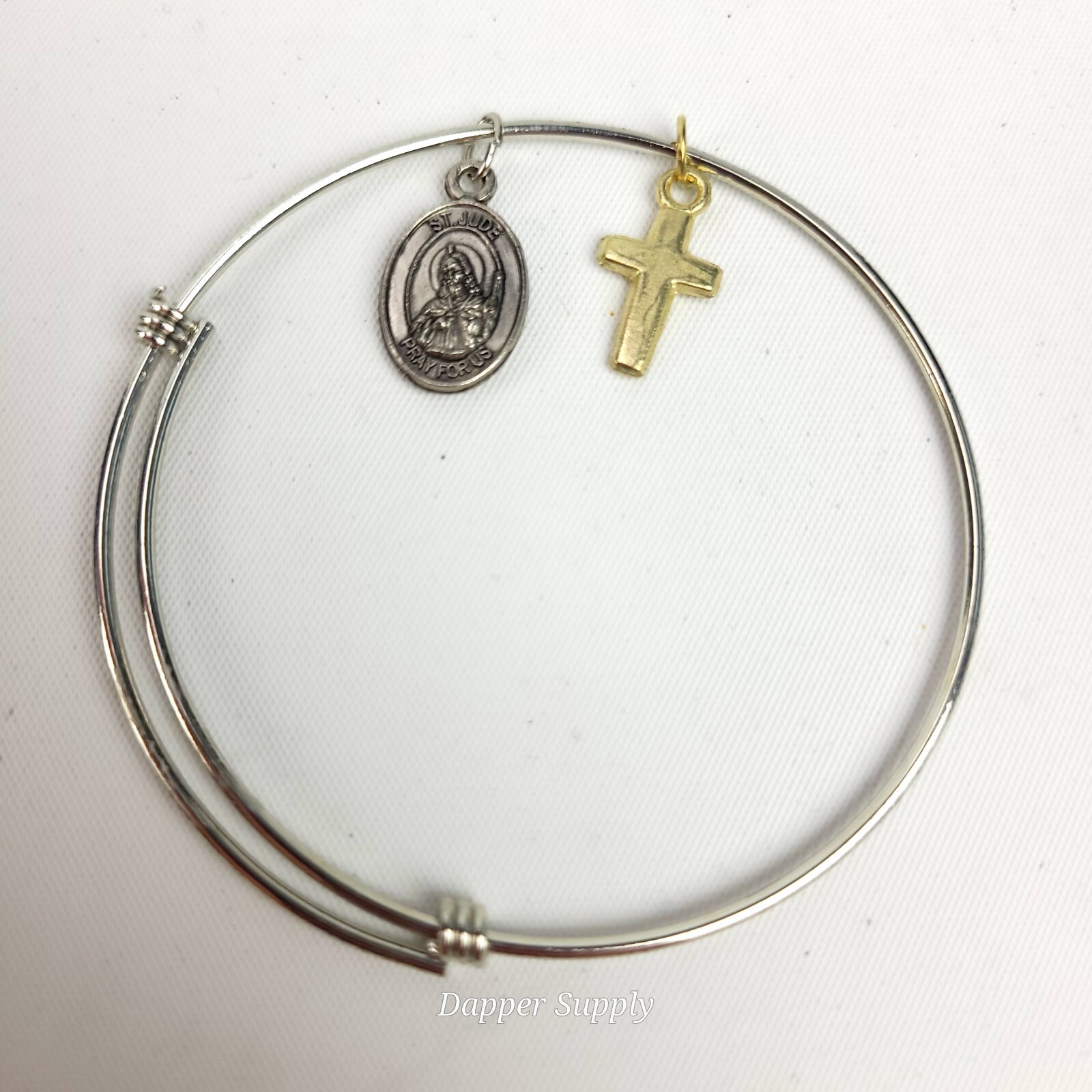 St Jude St Anthony Cross Medal Bracelet Charm