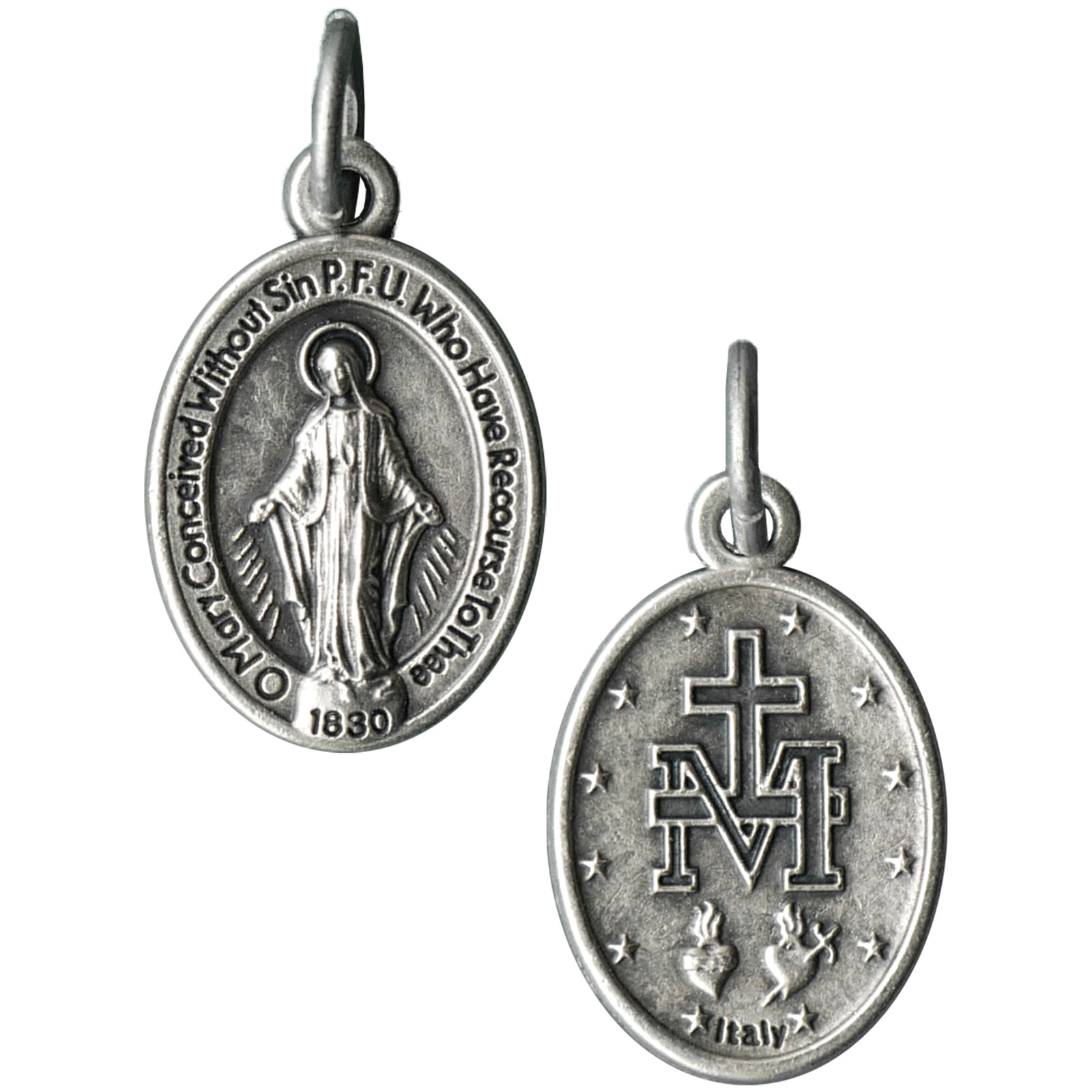 100 Small 0.75″ Miraculous Medals Bulk Pack Silver-Plated Made in Italy Catholic