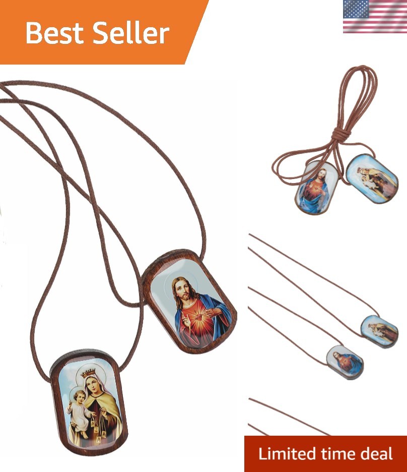 Beautiful Blessed Wooden Scapular Necklace for First Communion & Spirituality