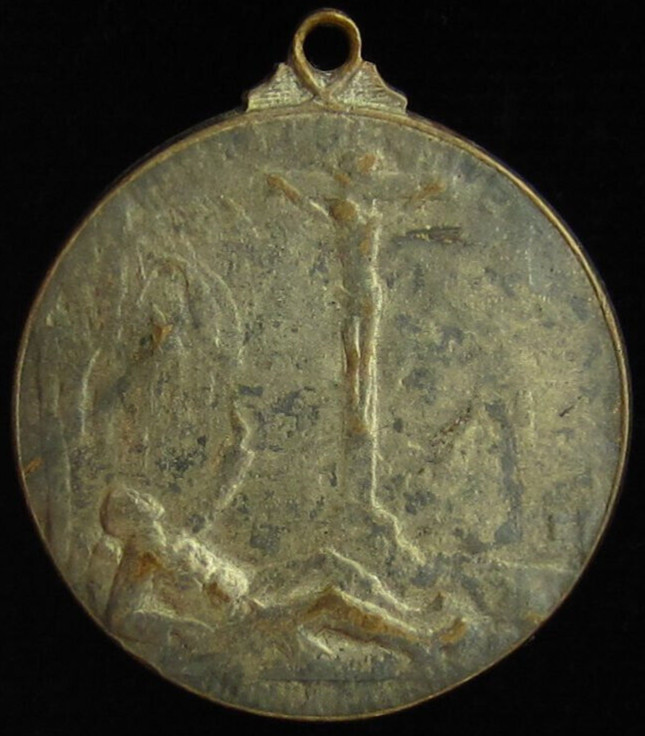 Vintage Jesus Medal Holy Catholic 1914 Joseph Witterwulghe WWI Belgium Large