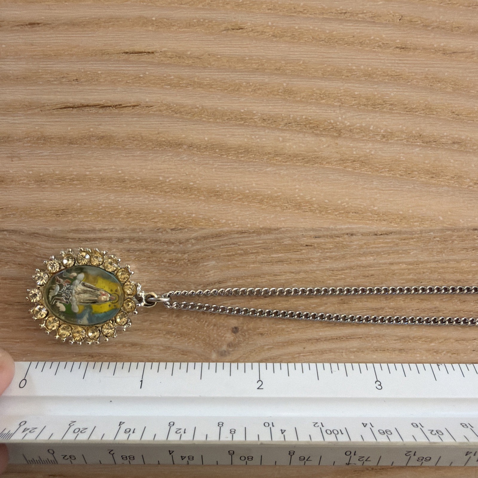 Vintage Our Lady of Fatima Catholic Medal Pendant Charm Silver Tone & Gold Tone