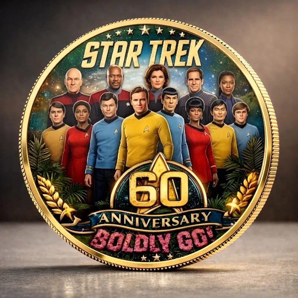 Star Trek 60th Anniversary Coin 1966-2026 Generations Gold Challenge Coin Boldly