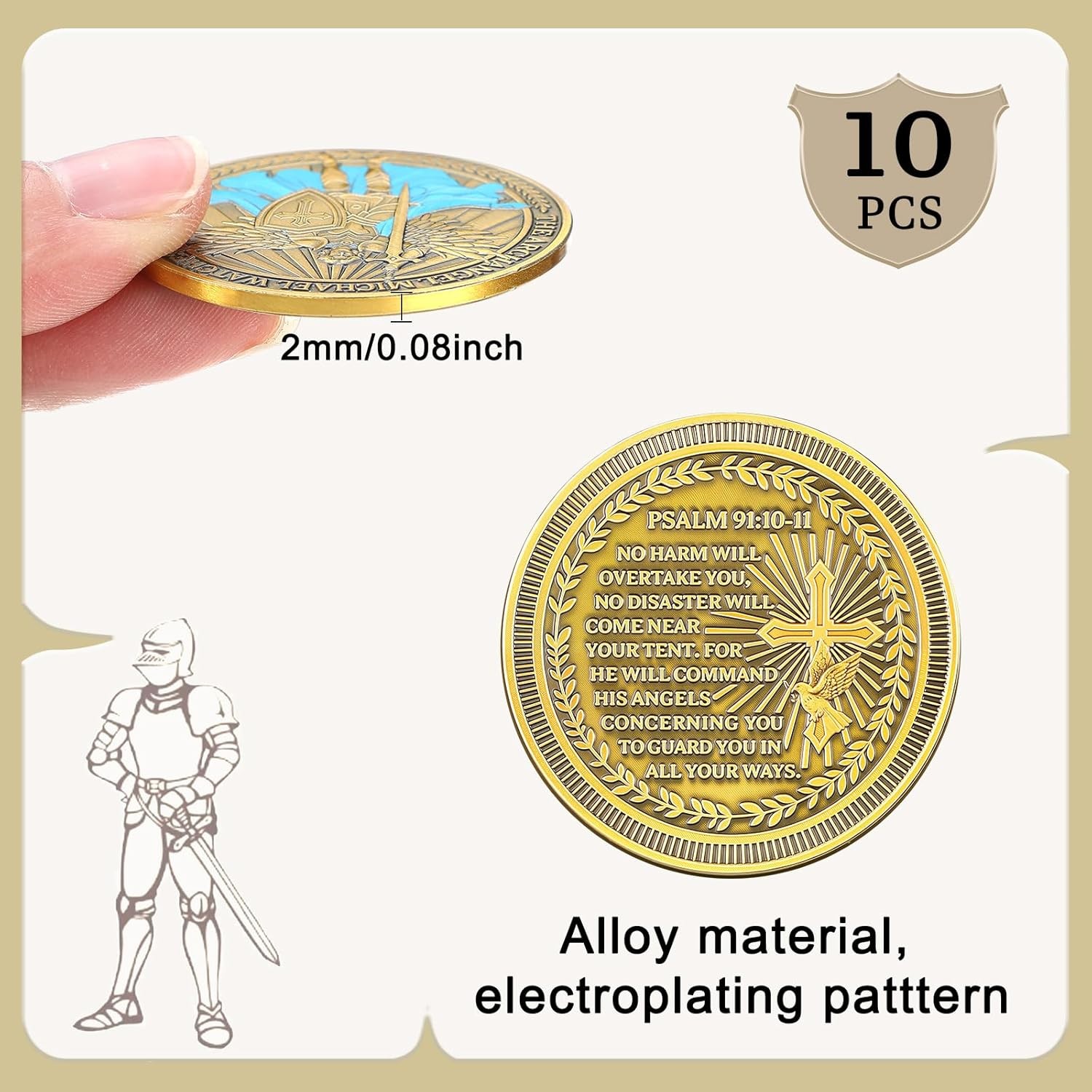 10 Pcs The Archangel Michael Coins Christian Religious Coin Bulk Pocket Prayer T