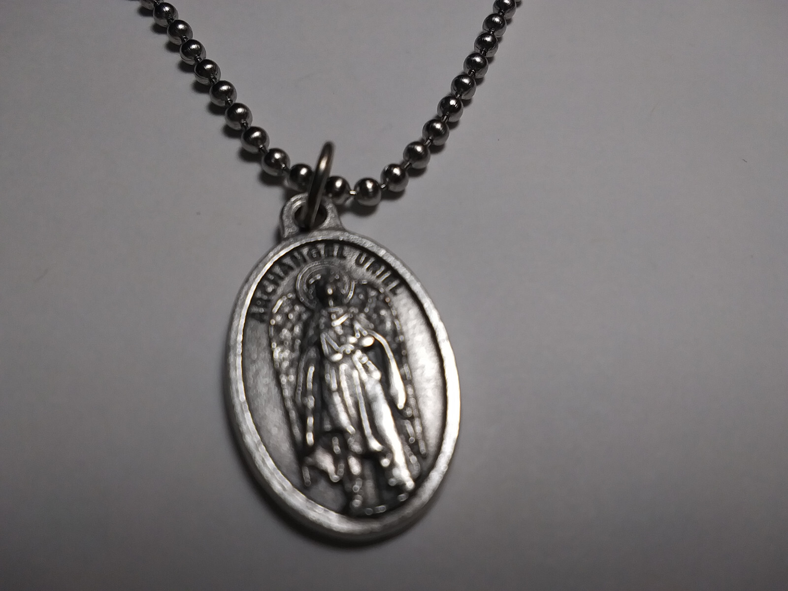 St Uriel Angel Archangel Medal Necklace stainless steel ball chain