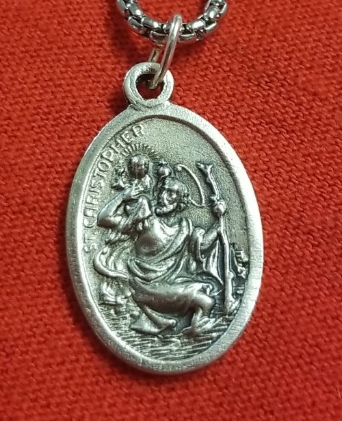 St Saint Christopher Medal Pendant Necklace Stainless Steel from ITALY