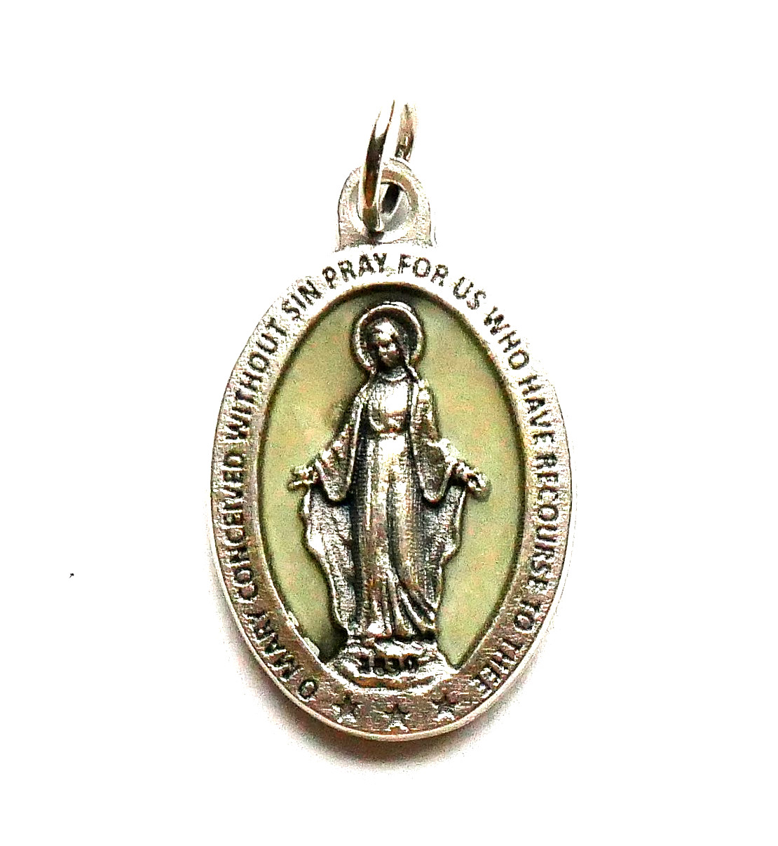 Miraculous Glow in The Dark Silver Tone Medal 7/8″ x 5/8″ – (Italy)