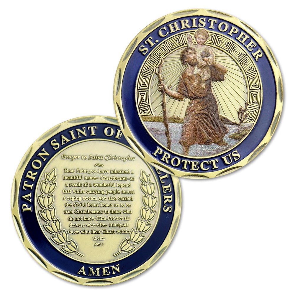 New Lot Of 10 St Christopher Protect Us Challenge Coin Set Religious Collectible