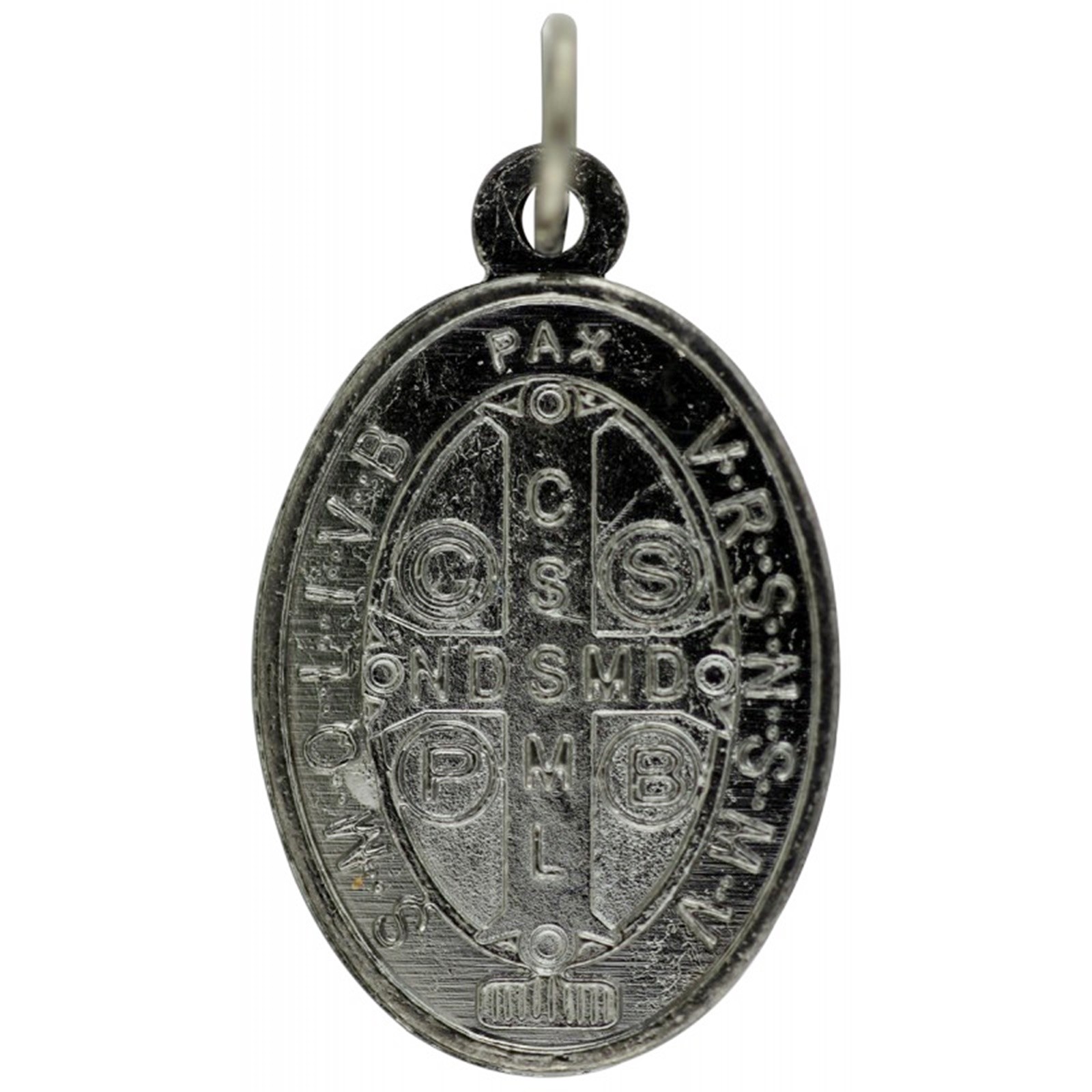 Gun Metal St Benedict Double Sided Medal w 30″ Bead Ball Chain Necklace