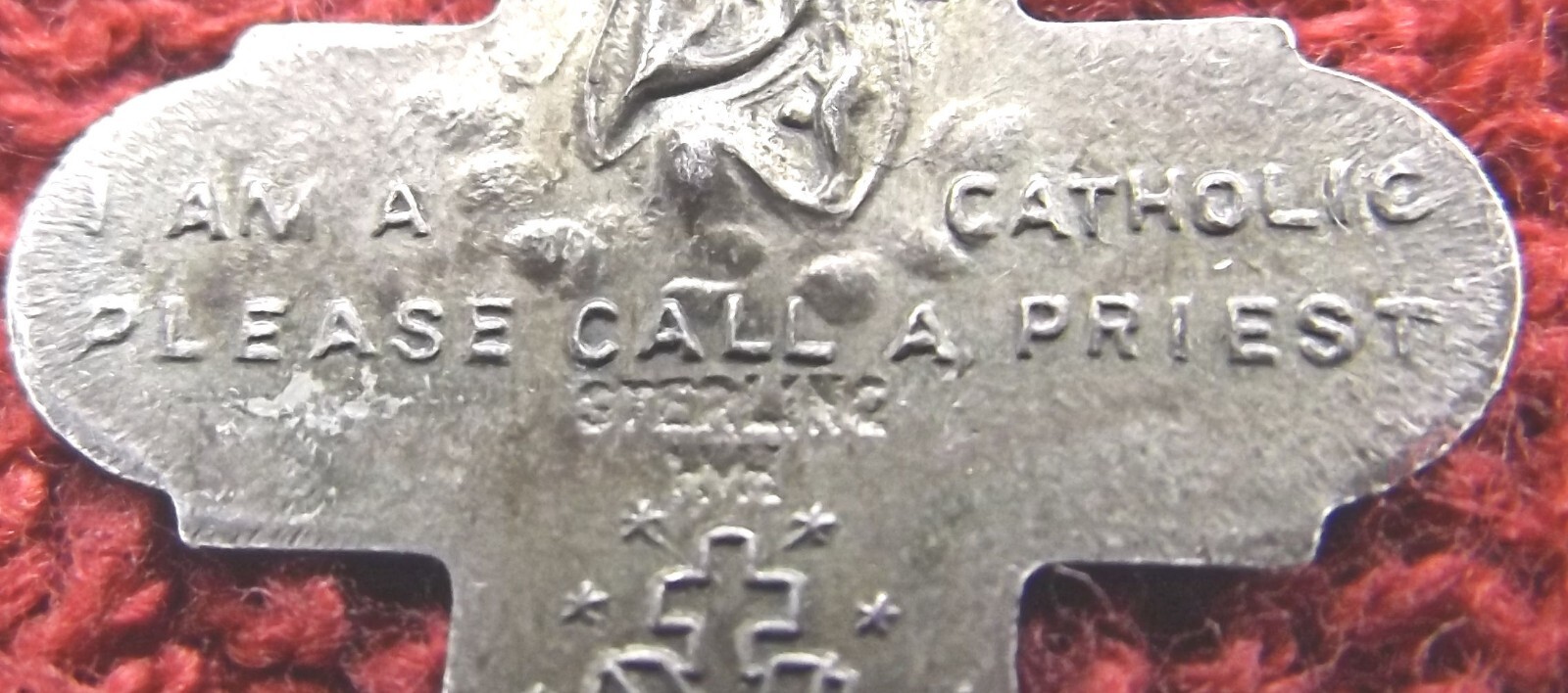 Vintage HMH Sterling 4 Way Cross I’m a Catholic Please Call A Priest