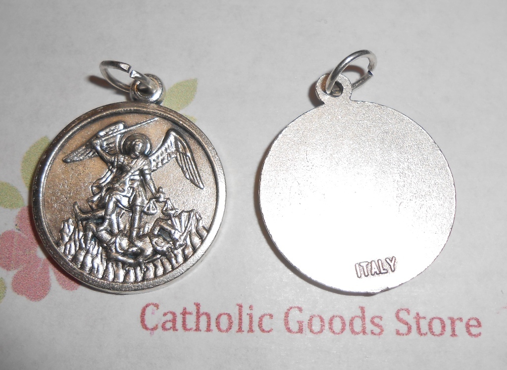 Saint St. Michael the Archangel (H) – Italian Silver-tone OX Round 1 inch Medal