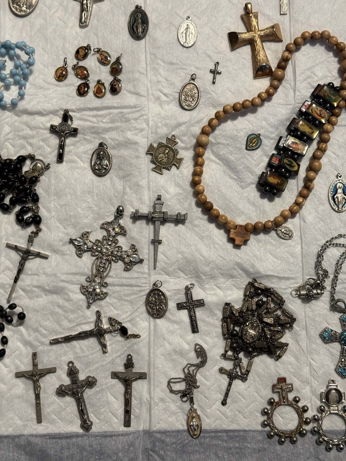 Religious Medals And Rosaries, Some 925 Silver.