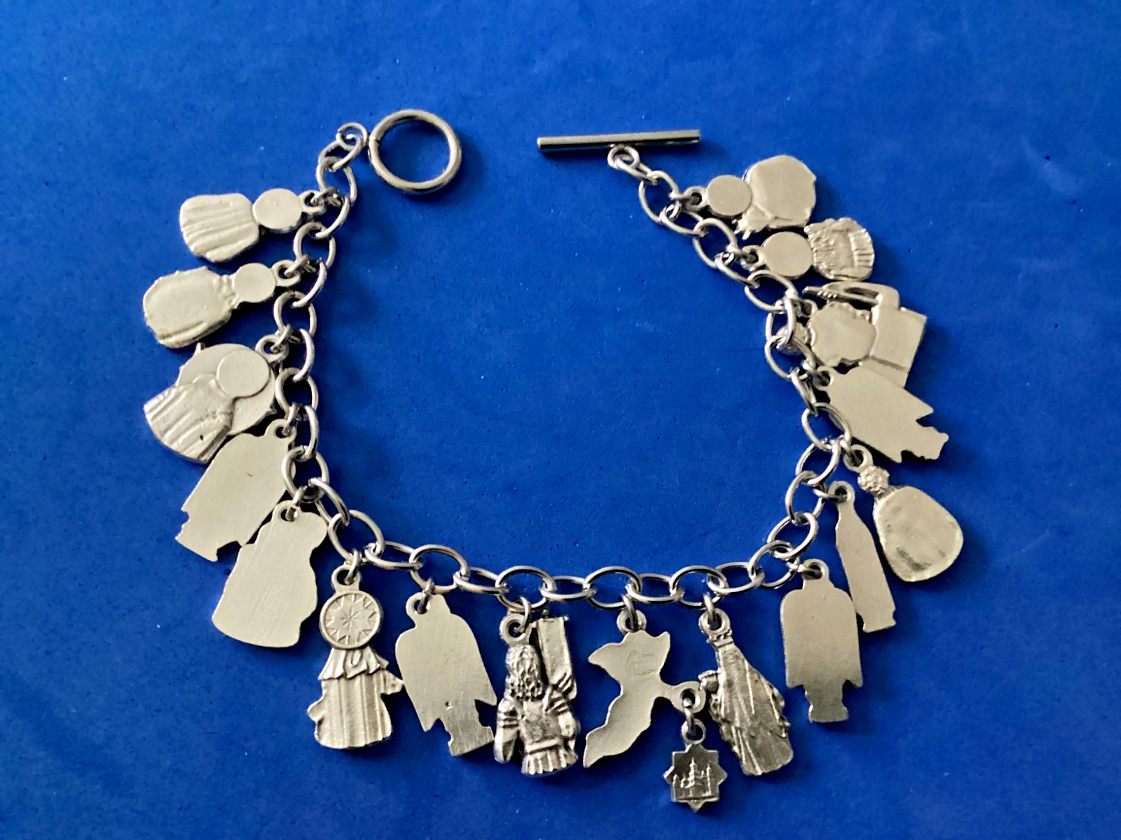 Custom Religious Catholic Saint Medal Charm Bracelet FIGURE Medals 8.5″ Angels