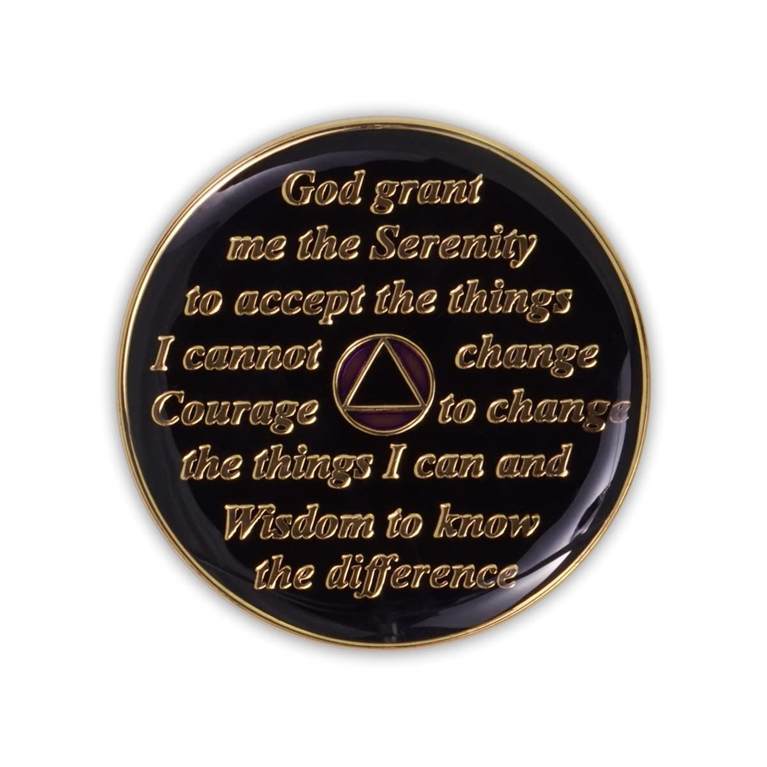 5 Year Sobriety Coin | Triplate AA Chip Recovery Anniversary Token (Purple)