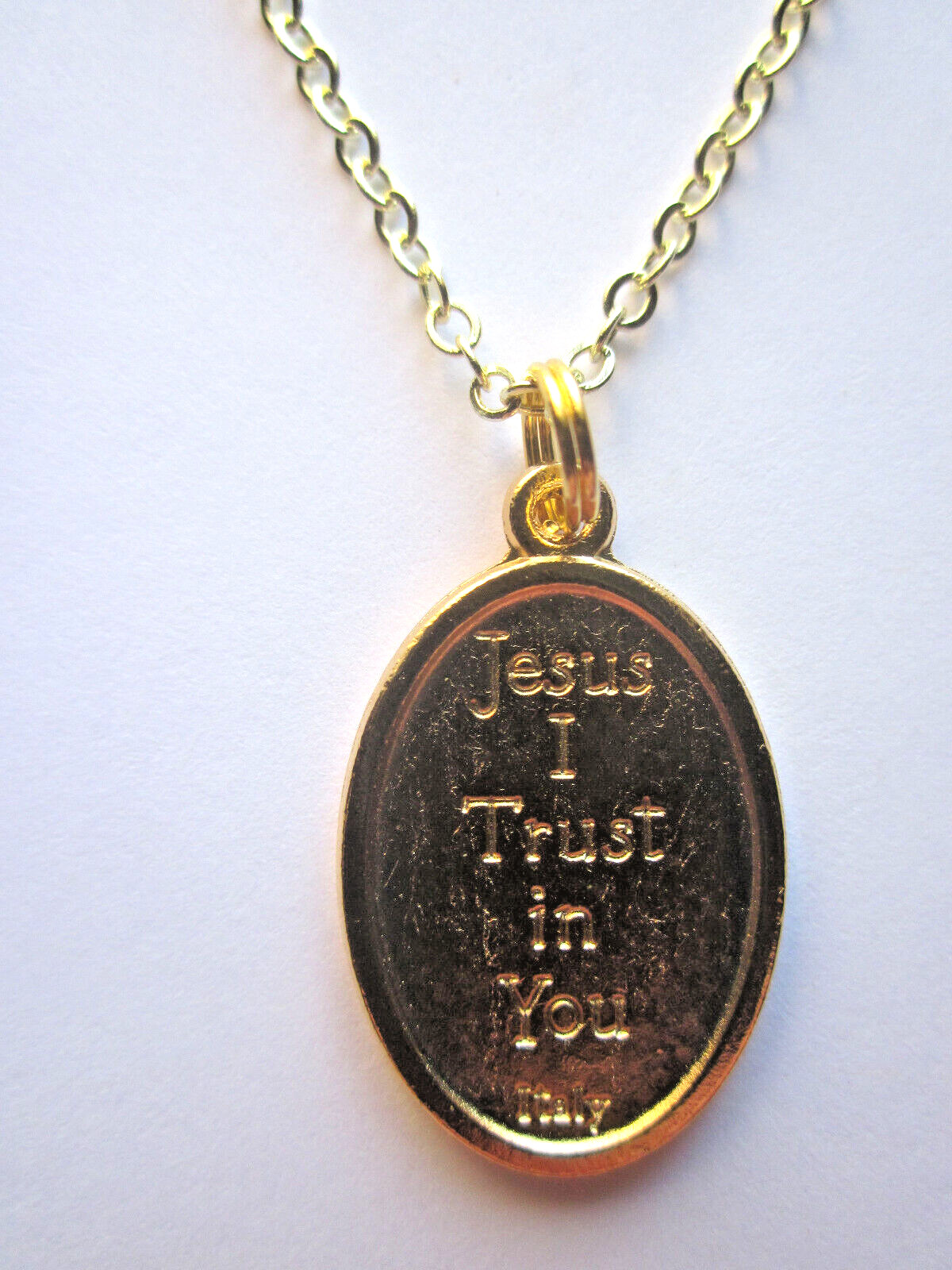 Ladies The Divine Mercy Medal Pendant Necklace 20″ Gold Plated Chain Prayer Card