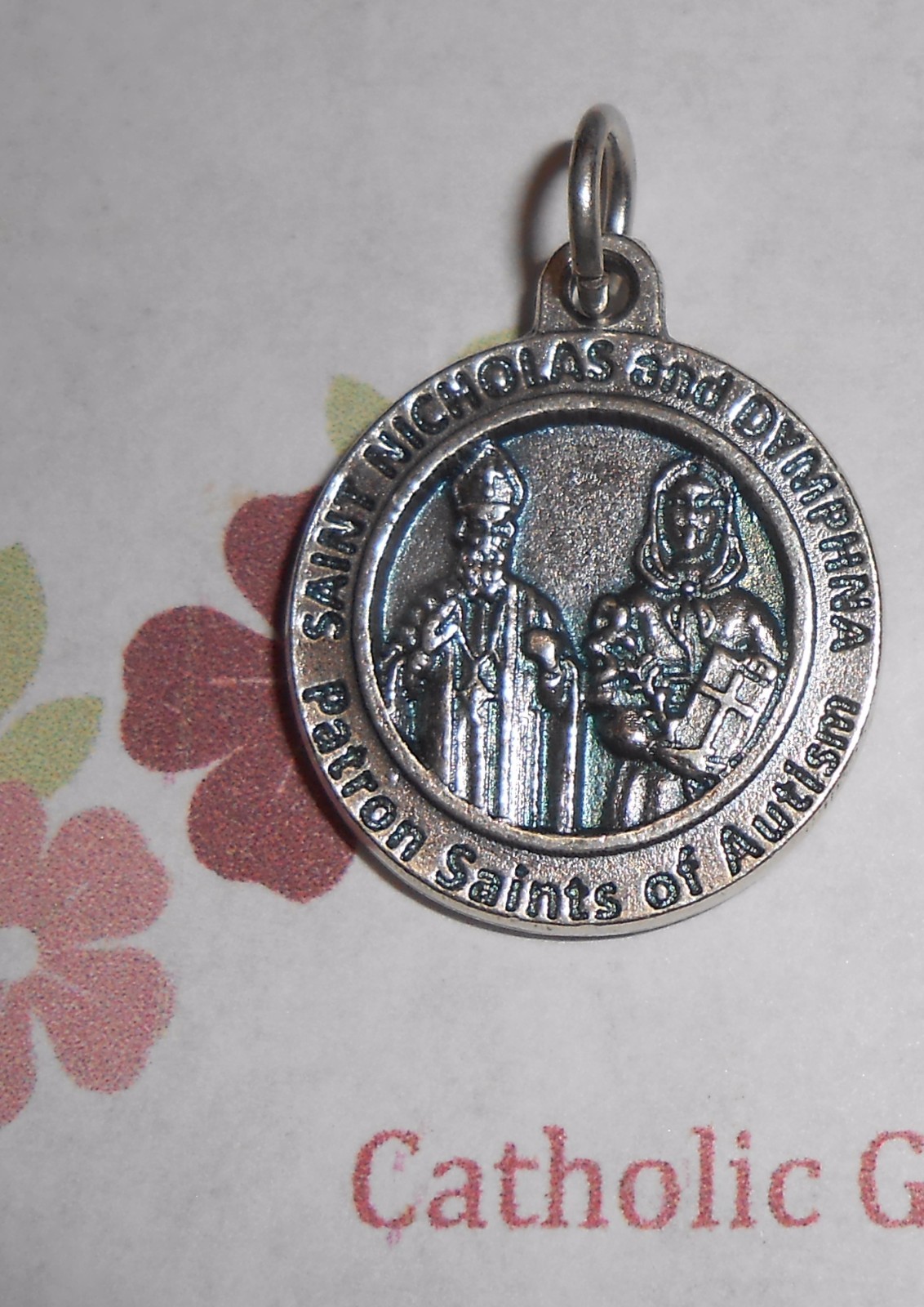 Saint Dymphna & St. Nicholas – Patron Saints of Autism – 3/4 inch Medal