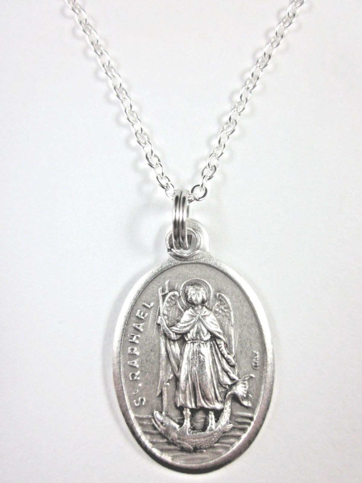Ladies St Raphael the Archangel Medal Pendant Necklace 20″ Chain
