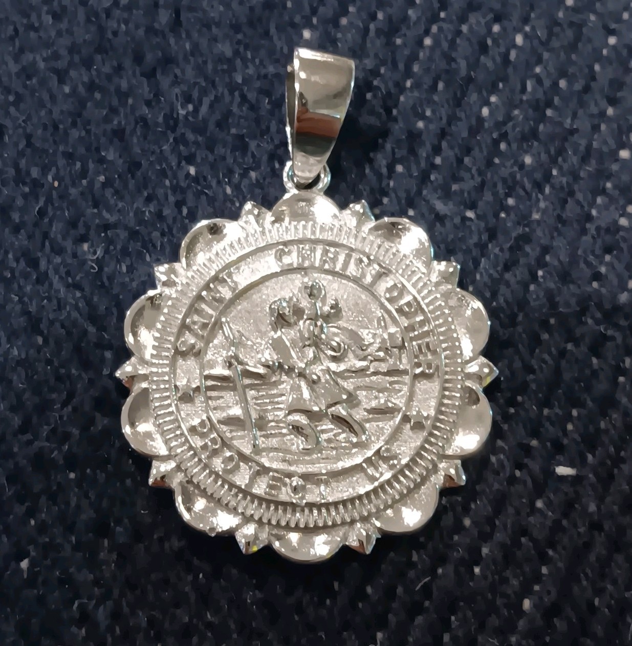 ST CHRISTOPHER Silver Sterling Medallion with Prayer Engraving 925