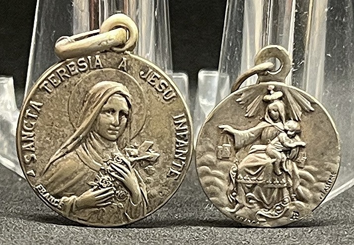 By Lasserre France antique lot 2 St Therese of Jesus, Mount Carmel, Sacred Heart