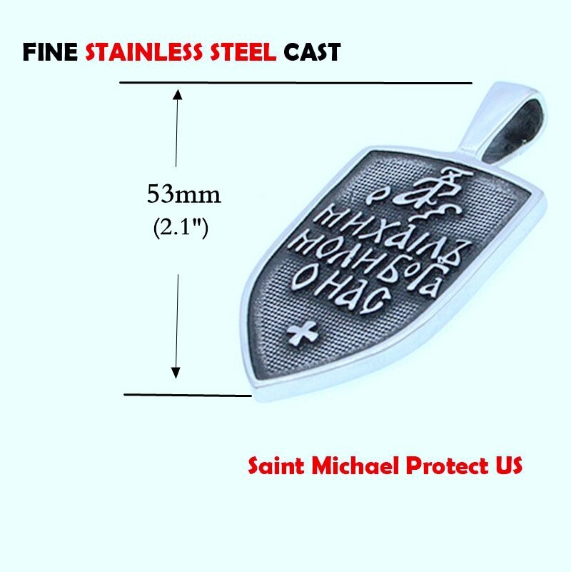 MENDEL Mens Archangel St Saint Michael Medal Pendant Necklace Stainless Steel