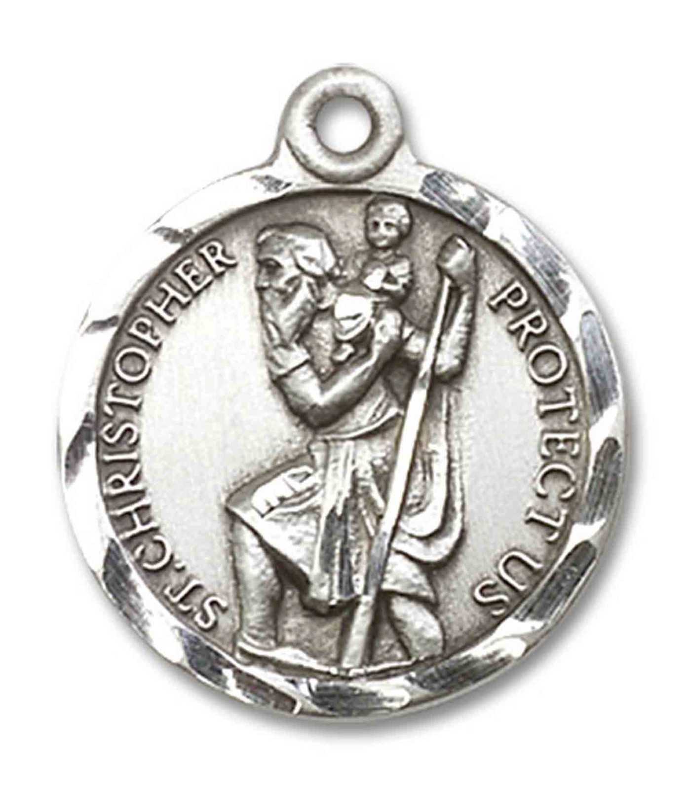 925 Sterling Silver St Saint Christopher Medal Round Pendant Necklace W/ Chain