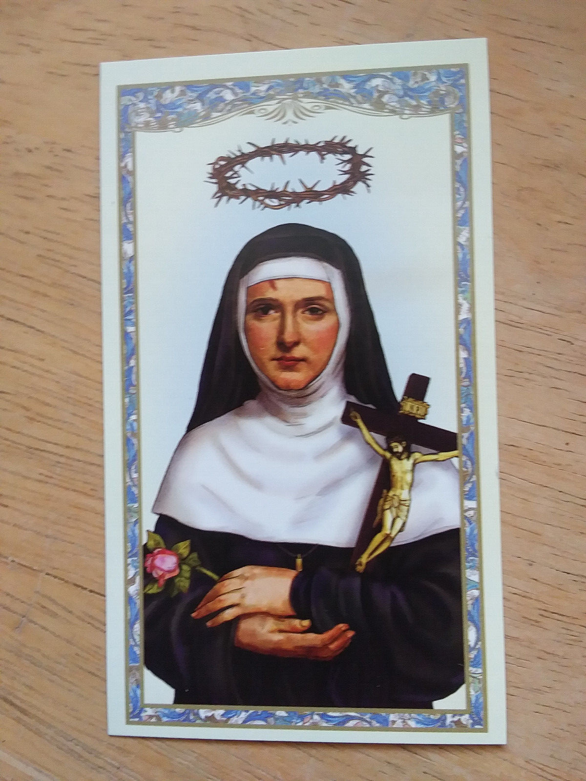 Italian Saint Rita medal necklace Italy 925 sterling silver chain + prayer card