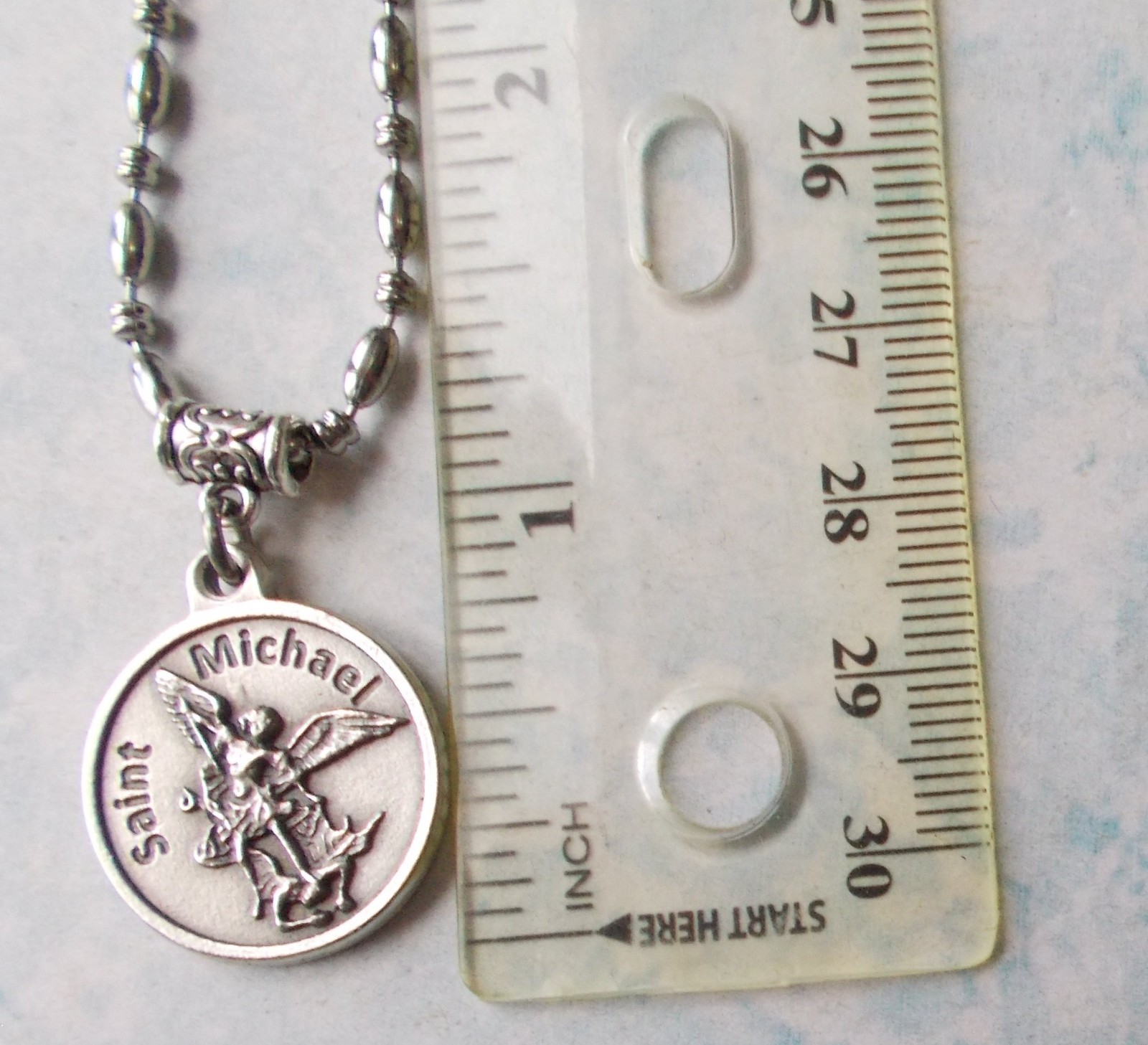Rare ARCHANGEL St MICHAEL Saint Medal NECKLACE Pendant Angel Stainless Chain 30″