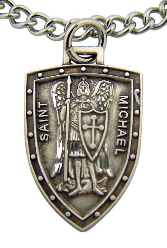 Archangel Saint St Michael with Battle Armor Medal 7/8″ Sterling Silver Pendant