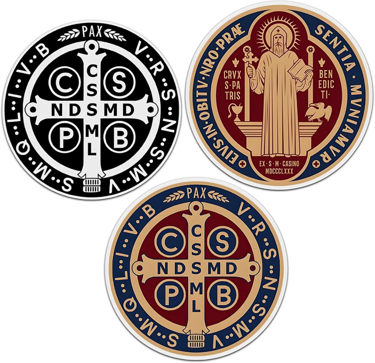 (3 PCs) St Benedict Medal Sticker Saint Benedict Stickers Christian Catholic Gif