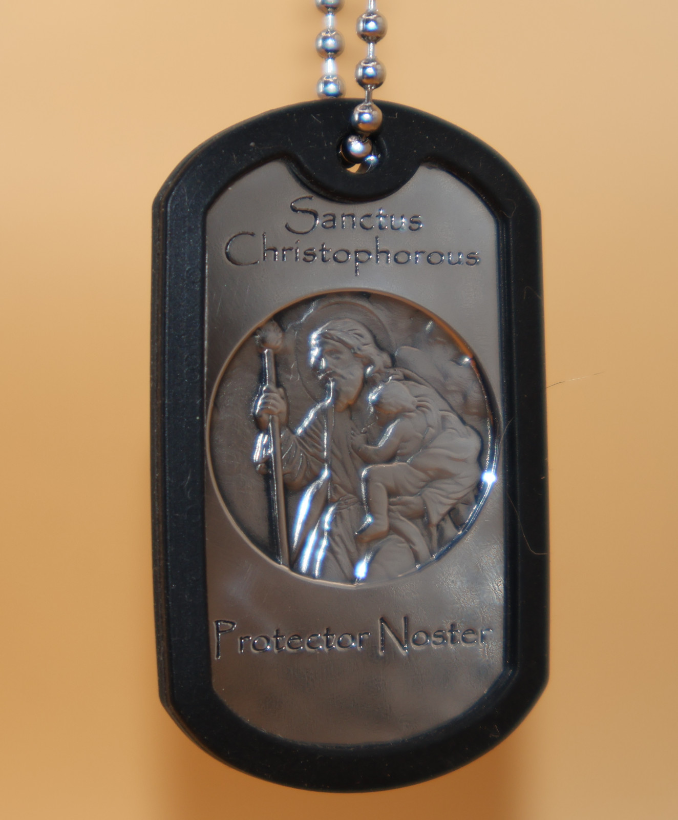 St Christopher Deep Engraved Third Dogtag in Latin