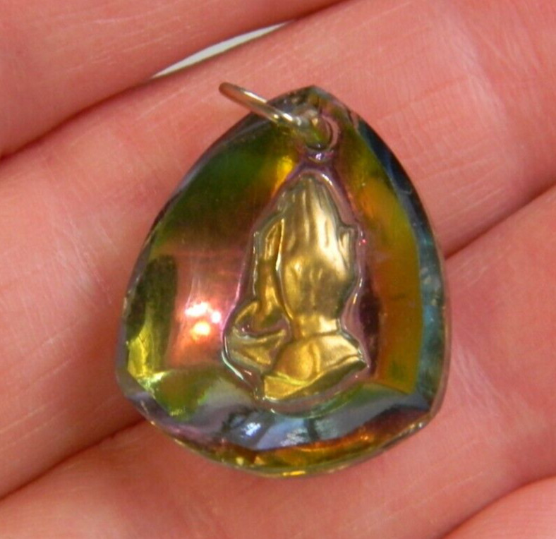 Plastic watermelon multi color praying hands Jesus pendant charm medal