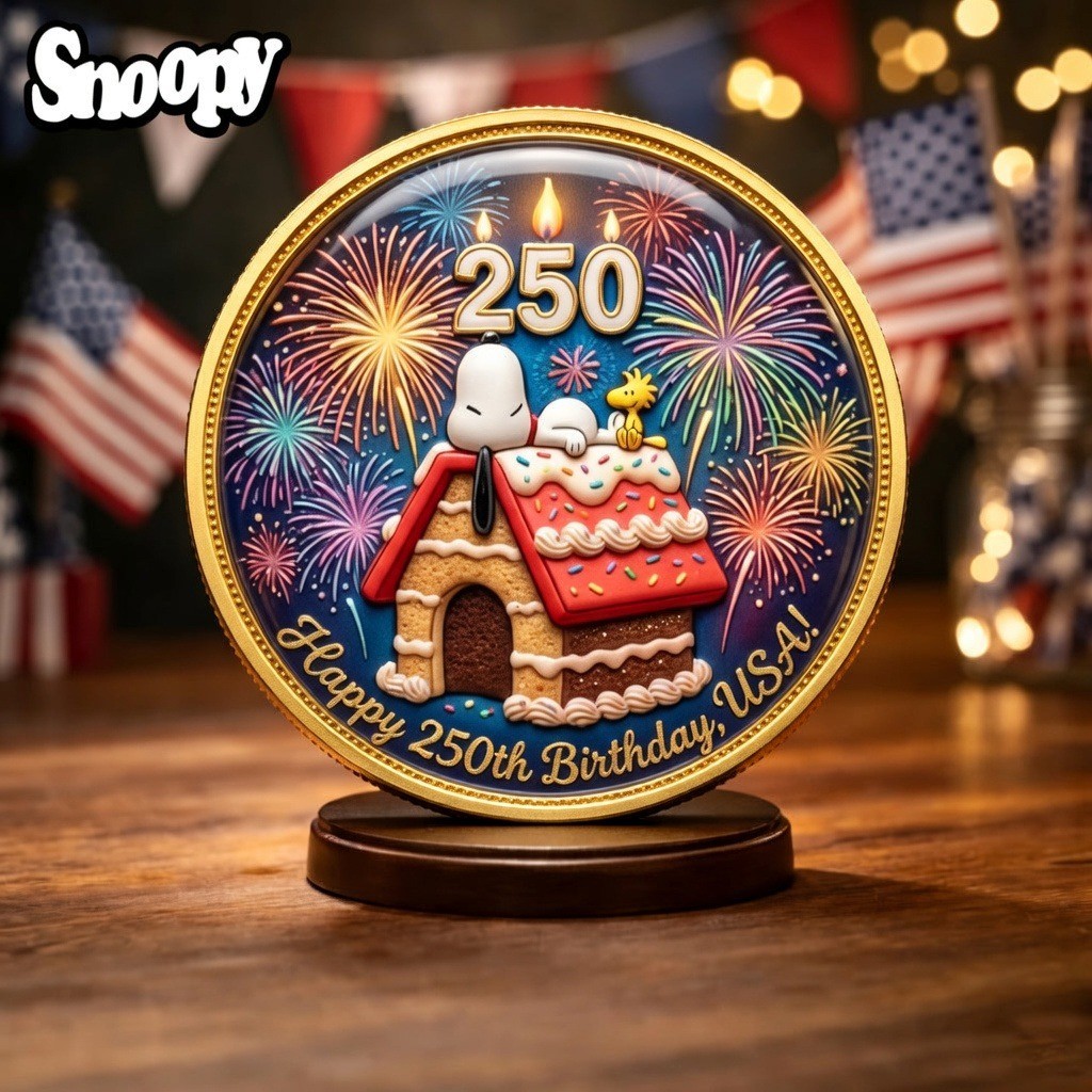 Happy 250th Birthday USA Snoopy Gold Coin America 250 Years 1776-2026 Medal Gift