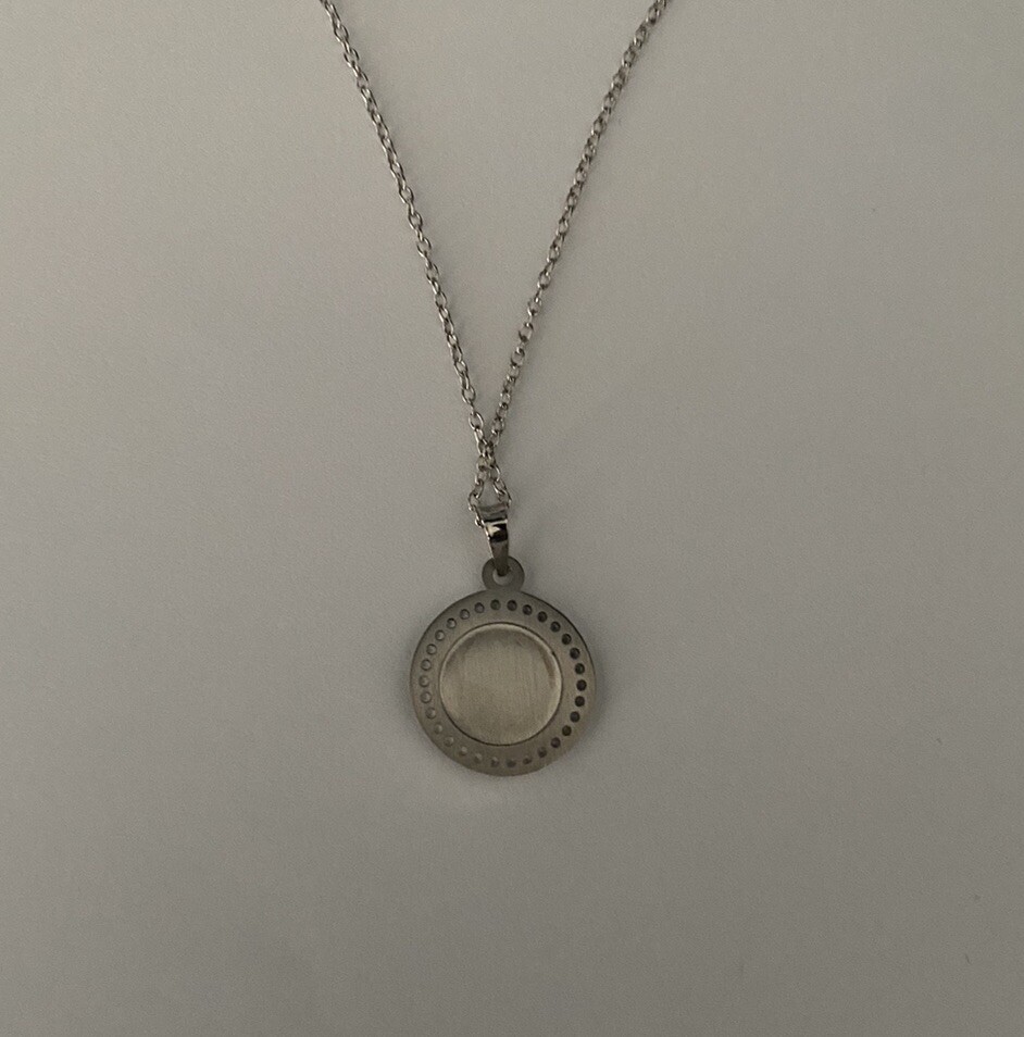 14K White Gold Lab-Grown White Sapphires St. Jude Medal Necklace