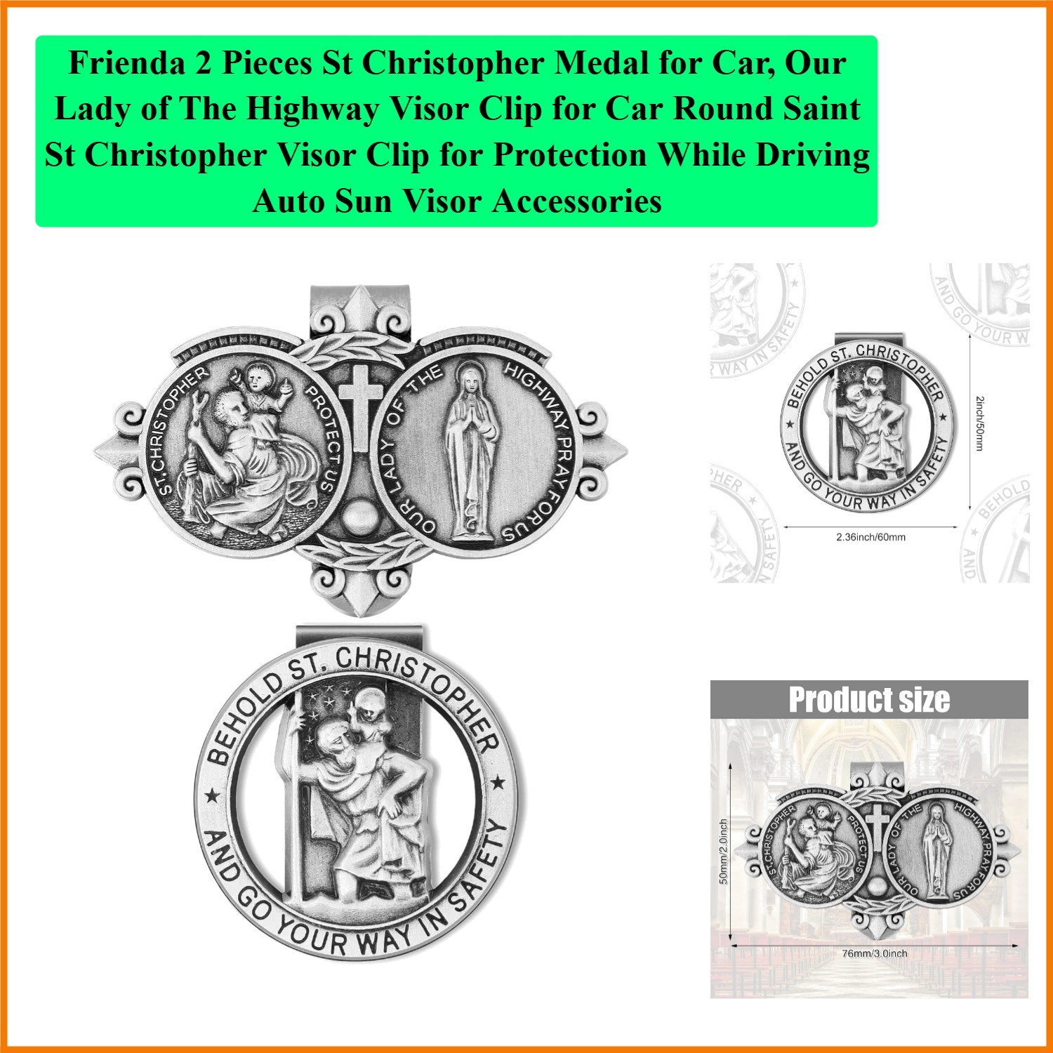 2 Pieces St Christopher Medal for Car, Our Lady of The Highway for Car Round …