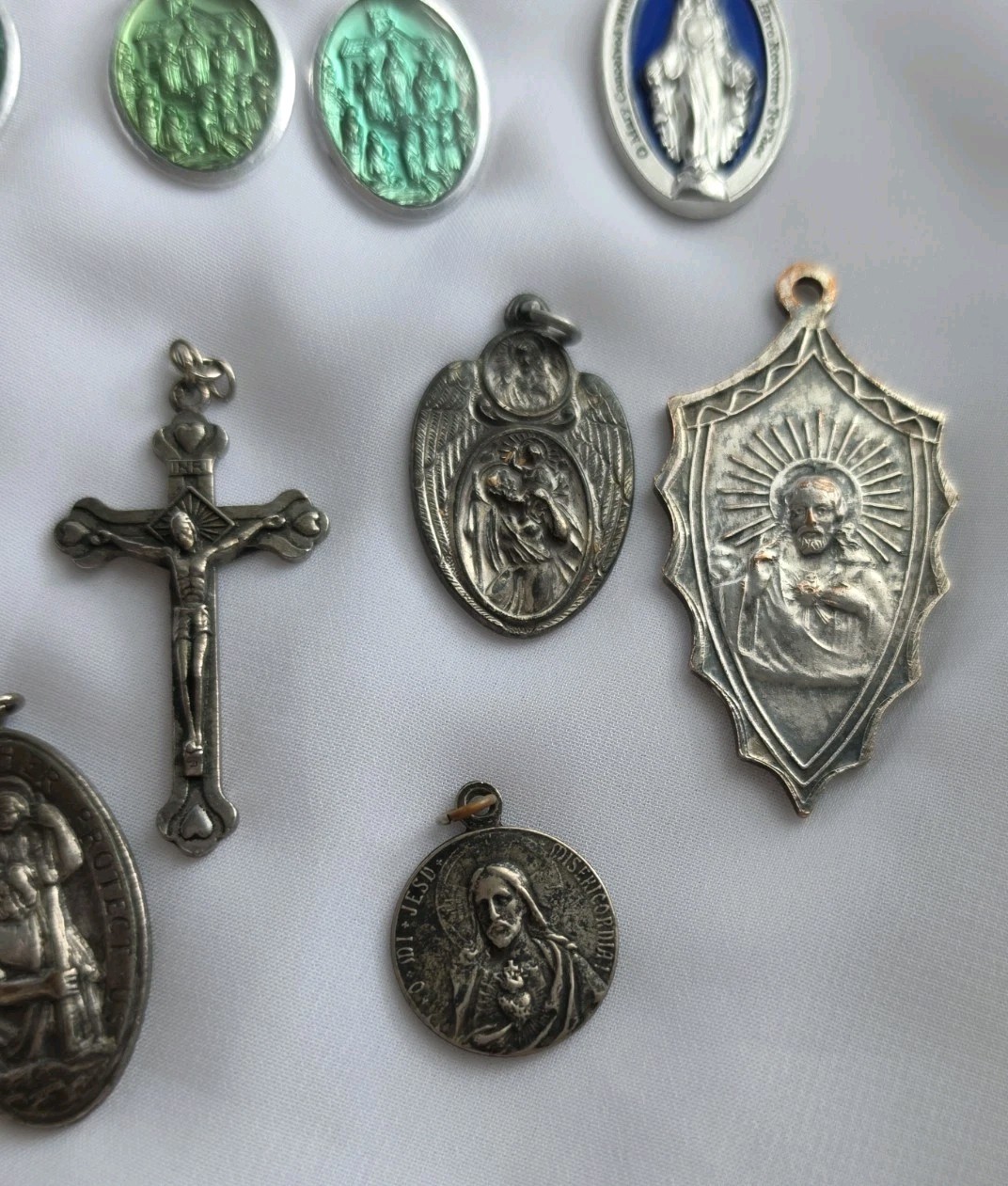 Catholic Religious Medal Lot Of 23, Ring, Brooches