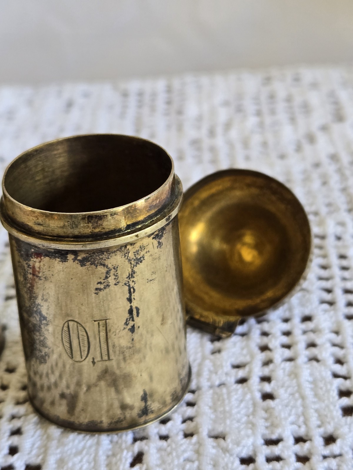 Antique 1 900 Coin Silver And 1 Brass Holy Oil Stocks Catholic Chrismatory OI