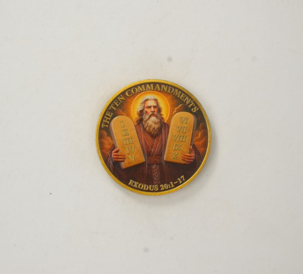 5pcs Christian Challenge Coin Ten Commandments Themed Exodus 20:1-17 Verse Coin