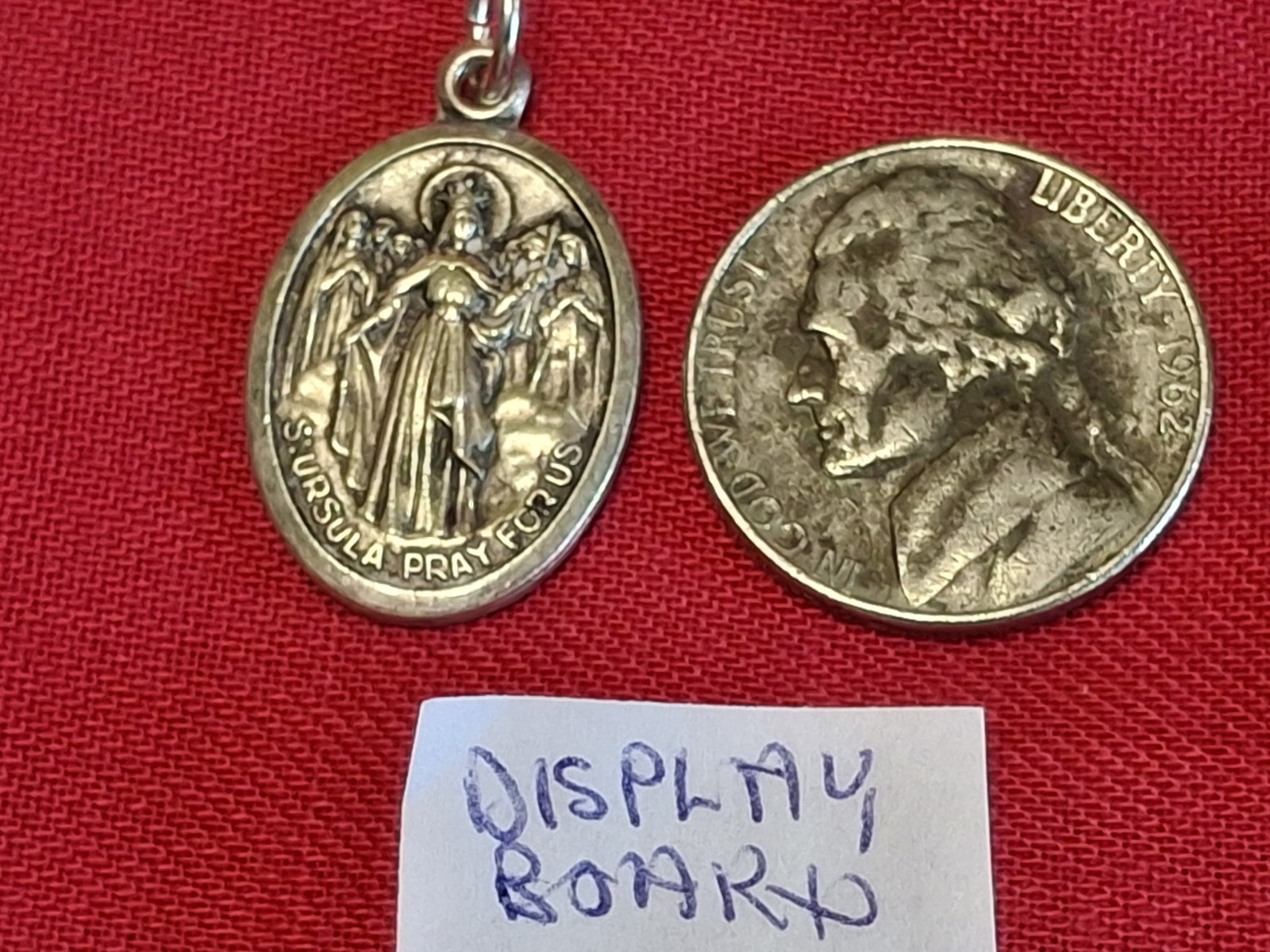 Vintage St Angela, St Ursula Medal NEW Never Used Brushed Edges 1950s