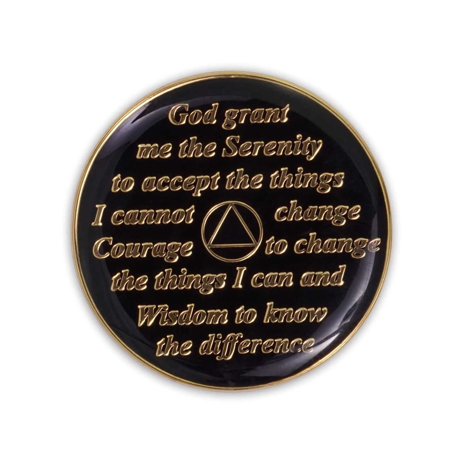 10 Year Sobriety Coin | Triplate AA Chip Recovery Anniversary Token (Black)