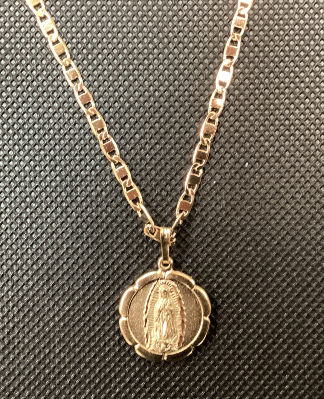 14K Gold Plated Medal Necklace Of St Judas And Guadalupe Chain Of 22” Long