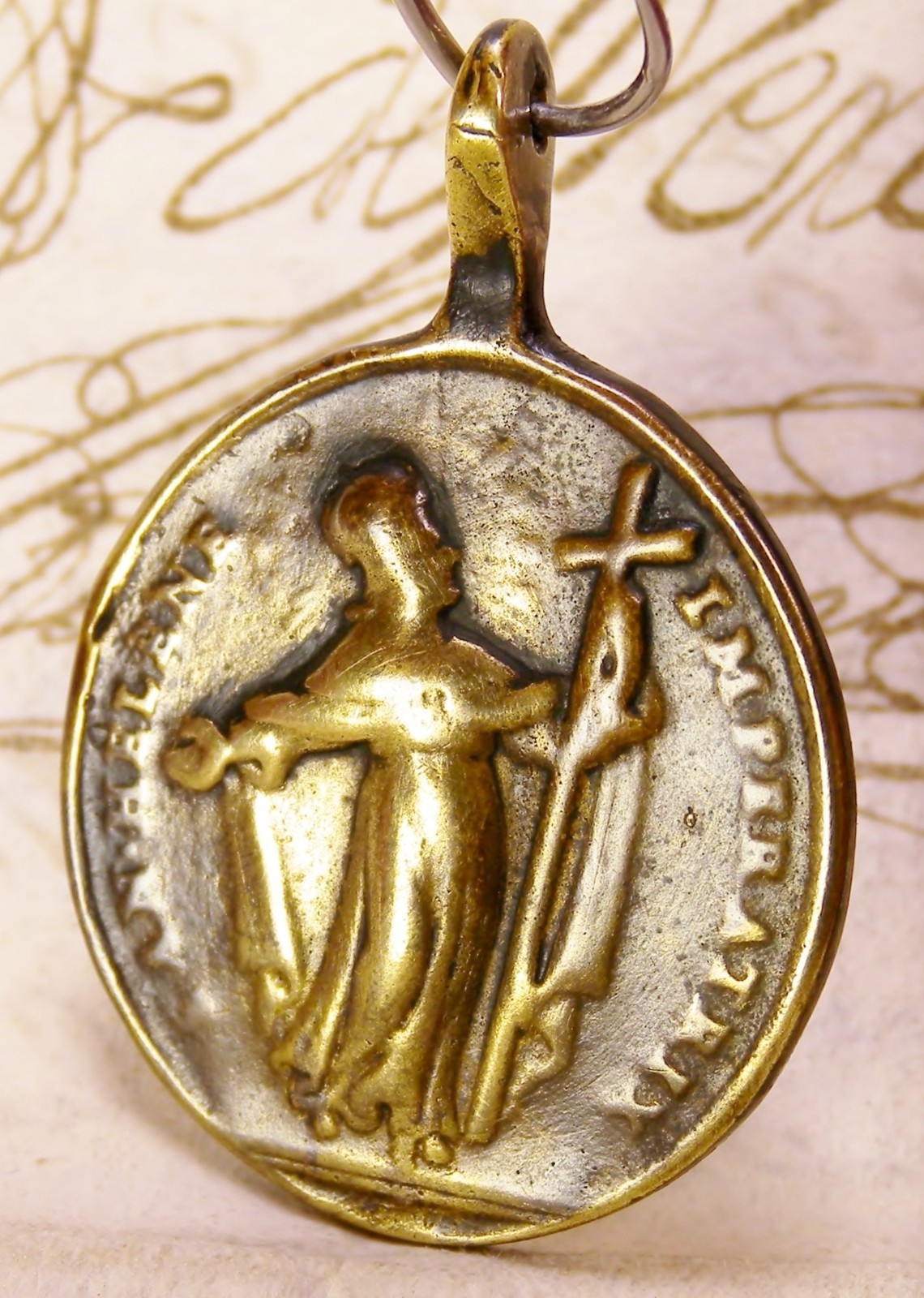 ANTIQUE 18TH CENTURY CATHOLIC ST. HELEN GUADALUPE SHRINE PILGRIMAGE BRONZE MEDAL