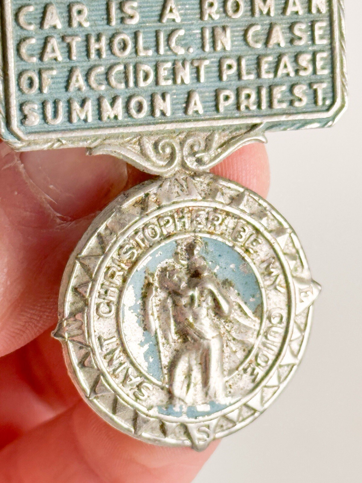 Vintage 1950’s 1960’s St. Christopher Motorist Prayer Visor Clip Roman Catholic