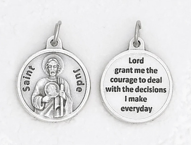 Saint St. Jude – Lord Grant me the courage…. – Silver Tone Round- Medal