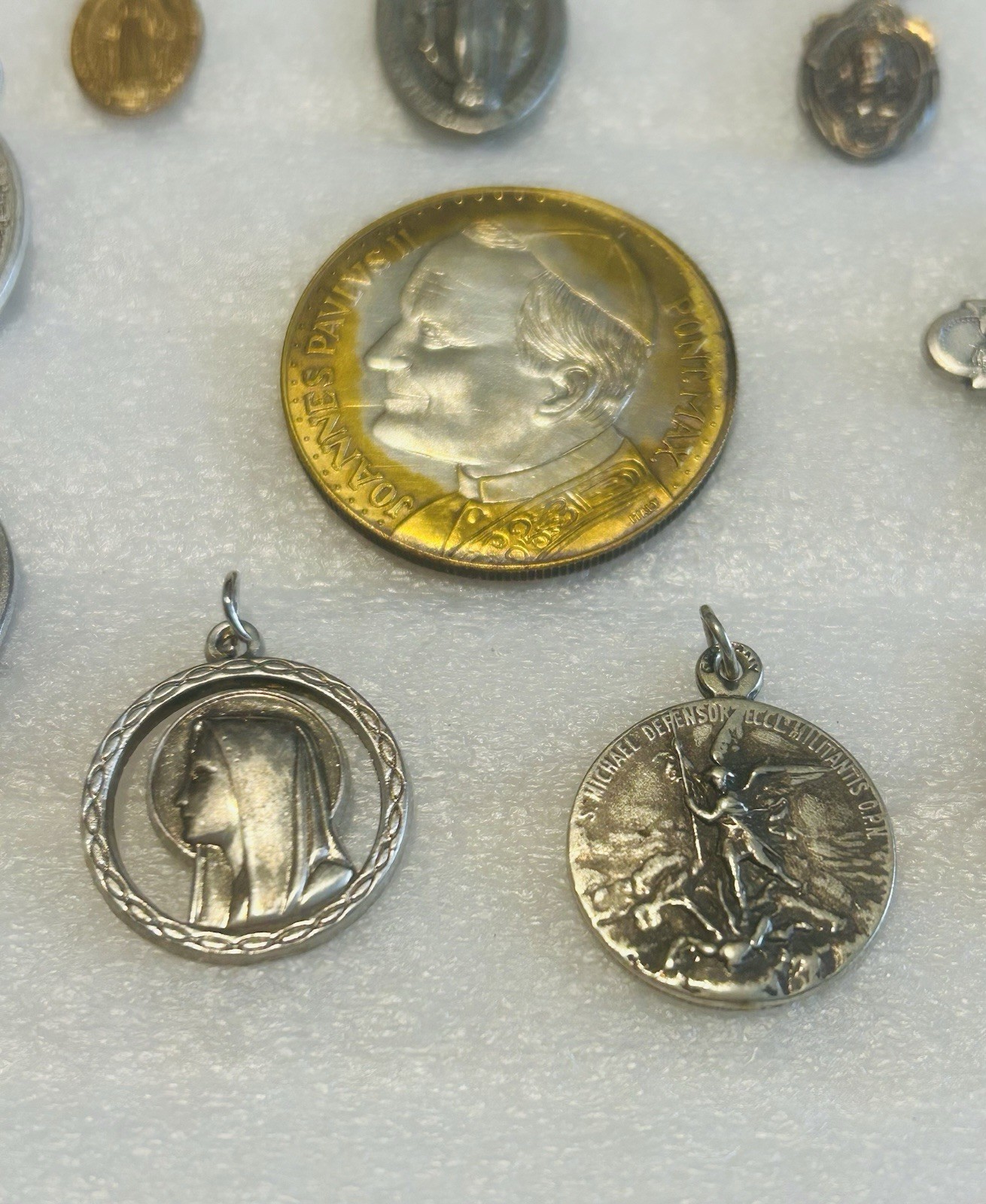 Lot Catholic Medals Vintage 4 Way 10 Pcs Italy Pope John Paul II Saint Michael
