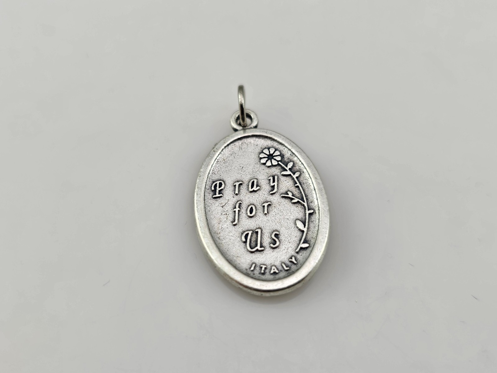 St Joseph Pray for Us Medal Pendant 1-inch Italy Silver Tone