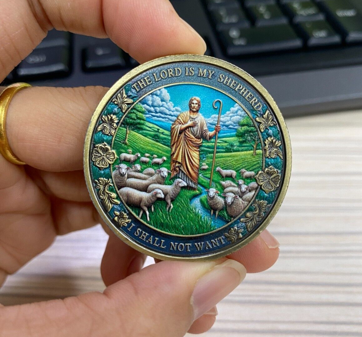 10pcs Christian Challenge Coin The Lord is My Shepherd Psalm 23:4 Verse Coin Set