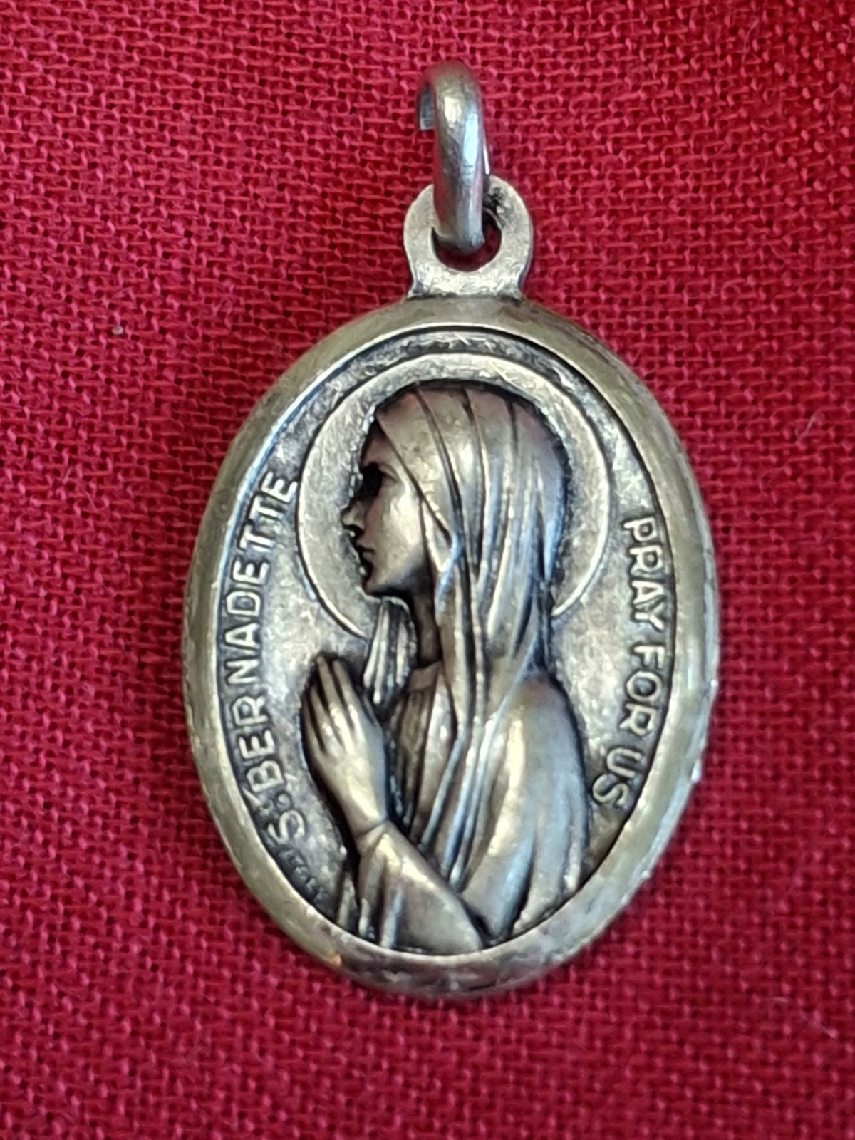 Vintage St Bernadette OL Lourdes Medal NEW Never Used Brushed Edges 1950s