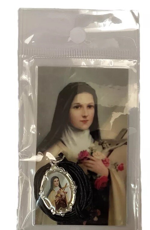St Therese Medal Pendant Charm Silver Tone. Medalla De Santa Teresita Y Estampa