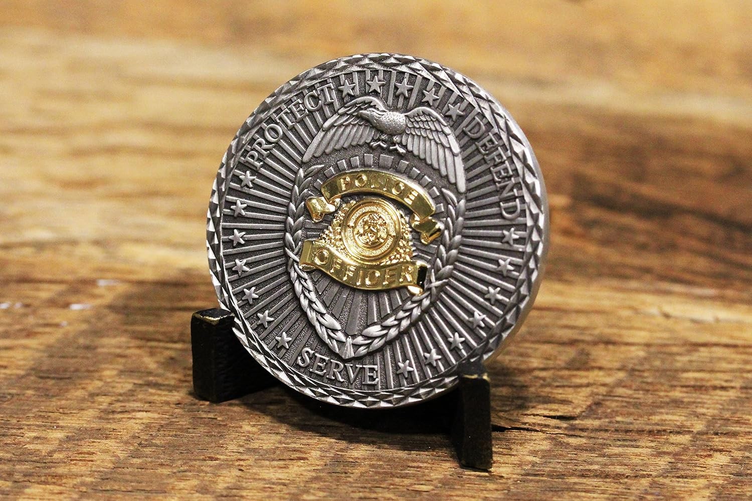 Dedication Police Challenge Coin: Law 2 Count (Pack of 1), Antique Silver
